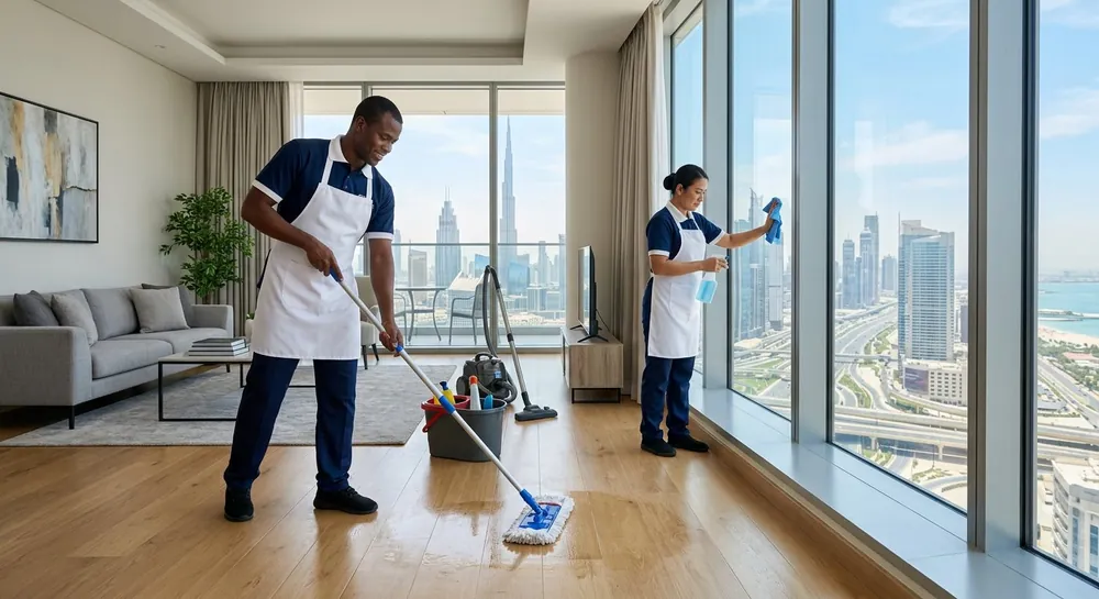 Dubai apartment bedroom prepared after a professional apartment cleaning service