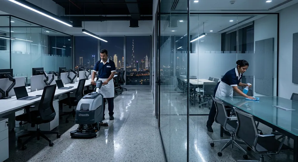 Clean and bright office interior in Dubai after office cleaning service